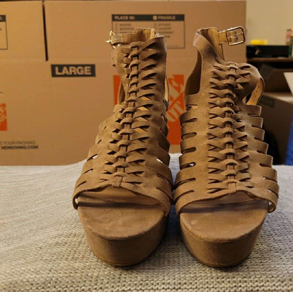 Tan Wedge Sandals